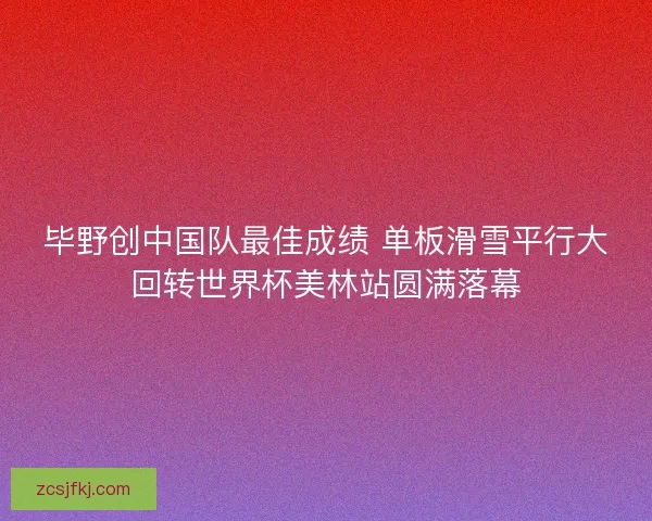 毕野创中国队最佳成绩 单板滑雪平行大回转世界杯美林站圆满落幕